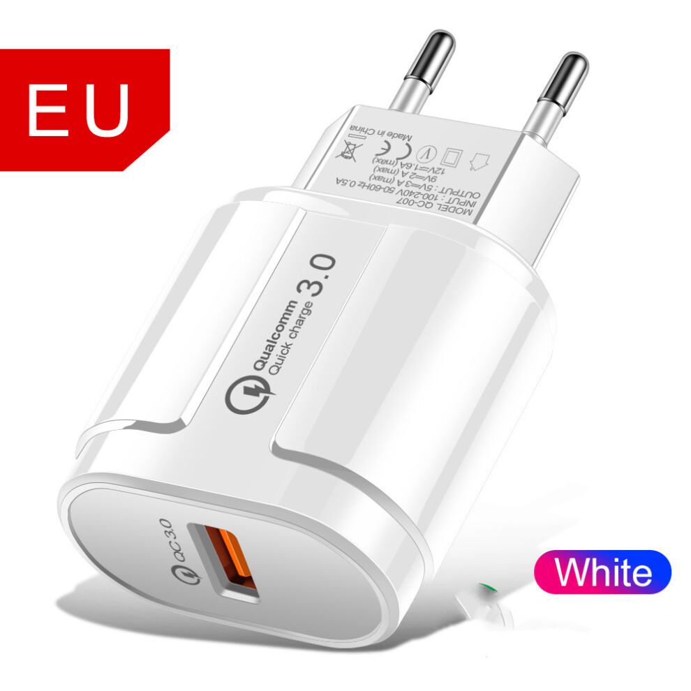 (Eu/White) 18W 3A Fast Charging 3.0 Usb Charger Adapter For Iphone Samsung Xiaomi Huawei White 123643891566