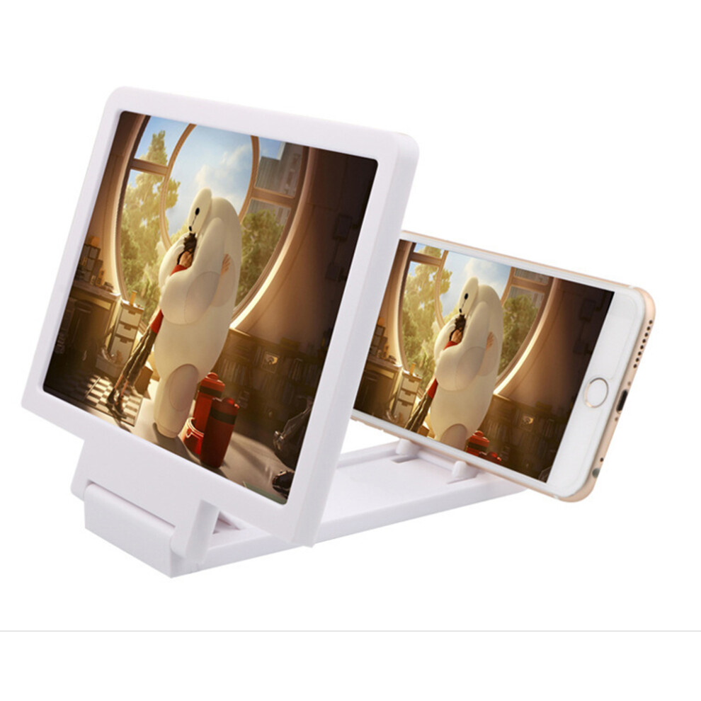 (White) Mobile Phone Screen Magnifier Foldable 3D Amplifier Video Smartphone Universal White 320997860389