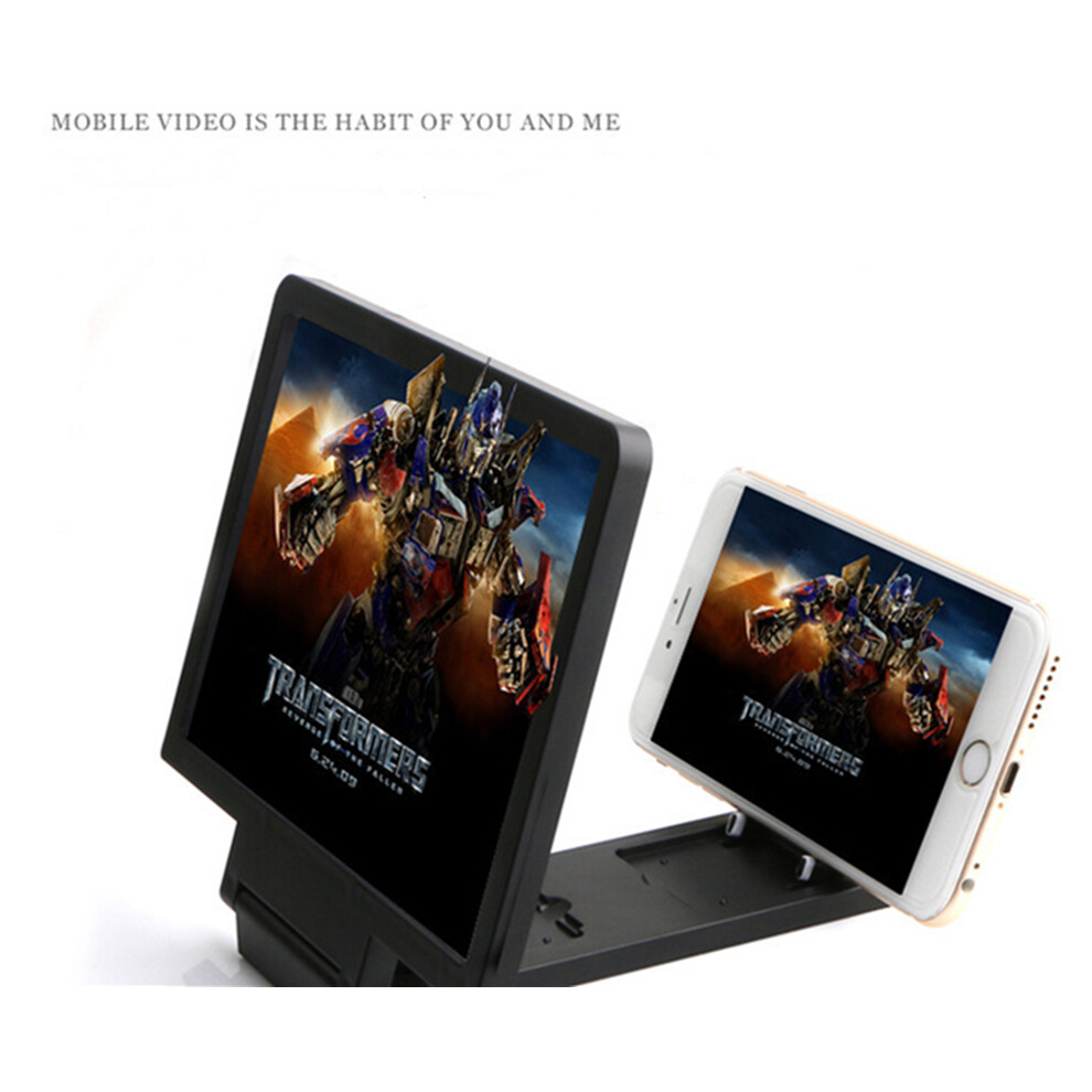 (Black) Mobile Phone Screen Magnifier Foldable 3D Amplifier Video Smartphone Universal Black 320997860372