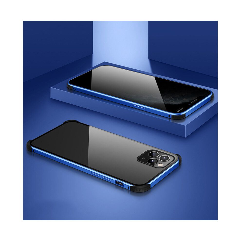 (blue, For iphone 11pro max) Double-Sided Clear Tempered Glass Shockproof Magnetic Phone Case for iPhone 11/11 Pro/11 Pro Max