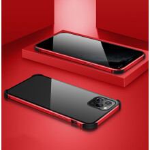 (red, For iphone 11) Double-Sided Clear Tempered Glass Shockproof Magnetic Phone Case for iPhone 11/11 Pro/11 Pro Max