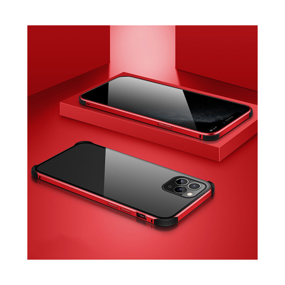 (red, For iphone 11pro) Double-Sided Clear Tempered Glass Shockproof Magnetic Phone Case for iPhone 11/11 Pro/11 Pro Max