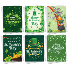 RED OCEAN Pack of 6 St. Patrick's Day Greeting Cards and White Envelopes, St Patrick's Day Cards For Friends or Family, Irish Day Cards with Shamrock