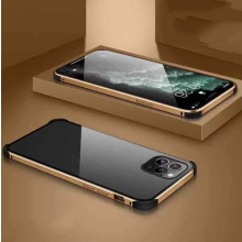 (gold, For iphone 11pro max) Double-Sided Clear Tempered Glass Shockproof Magnetic Phone Case for iPhone 11/11 Pro/11 Pro Max