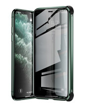 (green, For iphone 11pro) Double-Sided Clear Tempered Glass Shockproof Magnetic Phone Case for iPhone 11/11 Pro/11 Pro Max