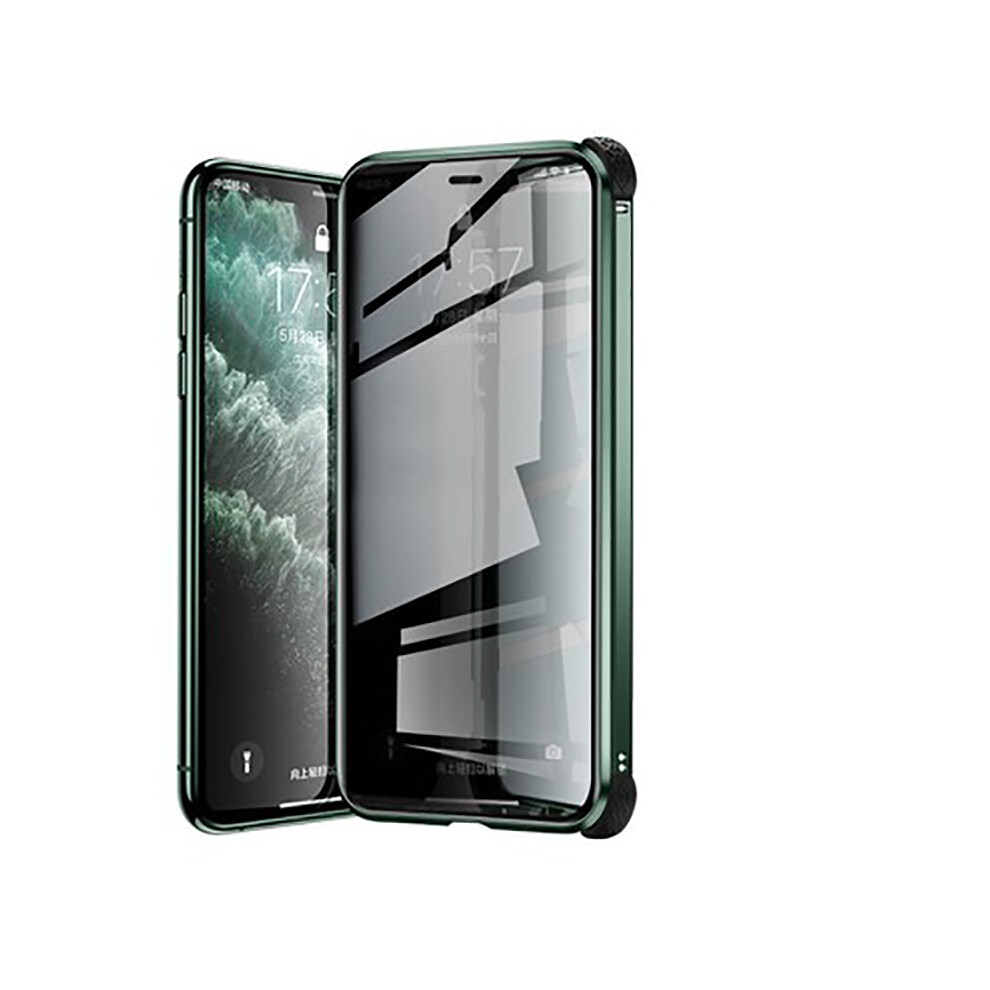 (green, For iphone 11pro max) Double-Sided Clear Tempered Glass Shockproof Magnetic Phone Case for iPhone 11/11 Pro/11 Pro Max