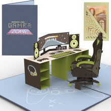 Sweetpopup? Gamer Pop-Up Card with 3D Gaming Computer Setup ? Includes Cash Gift Card Holder ? Perfect for Birthdays, Congratulations & Good Luck ?