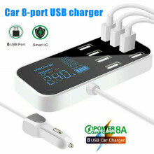 Car 8-Port USB Charger Desktop Wall Charger LCD Display Fast Charging Station