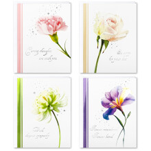 Sympathy Cards Assortment, Greeting Cards with Envelopes & Stickers, 4 Flowers Designs