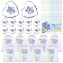 Kklolai 25 Sets Forget Me Not Funeral Favours Round Dried Pressed Blue Flower Keepsakes with Memorial Cards Remembrance Gifts for Guests Loss of Loved