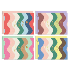 S&O Currents of Color Thank You Cards With Envelopes Bulk ? 24 Gold Foil Thank You Notes Cards with Storage Box ? 4x5.5? Blank Matte Inside ? Colorful