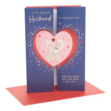 UK Greetings | Valentine's Day Card for Husband | I Love You Presents | Him, Boys, Men | Amazing Husband Bears Inside Heart Design | With Envelope |