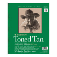 Strathmore 400 Toned 118gsm Paper Spiral Bound Sketchpad, Fine Grain, 9 x 12 in, 50 Tan Sheets, For Professionals & Students