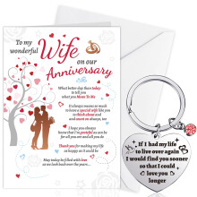 HOWAF Wedding Anniversary Card, Wedding Anniversary Card for Wife Anniversary Card from Husband Wedding Anniversary Cards Wife Keyring Engraved