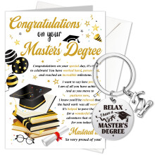 HOWAF Masters Graduation Card, Mastered It! Degree Congratulations Card with Keyring, Masters Graduation Gifts for Her, Him, Daughter, Son,