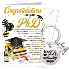 HOWAF PhD Graduation Card, Doctored It! Degree Congratulations Card with Its Dr Actually Keyring, PhD Graduation Gifts for Her, Him, Daughter, Son,