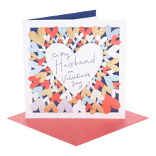 UK Greetings | Valentine's Day Card for Husband | I Love You Presents | Him, Boys, Men | Laser Cut Hearts Design | With Envelope | 21 x 21 cm