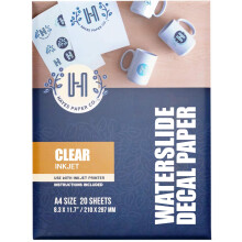 Hayes Waterslide Decal Paper for Inkjet Printers ? 20 Clear A4 Sheets (8.25 x 11.7) | Quick Dry, Strong Adhesion, Easy Application | Premium Transfer