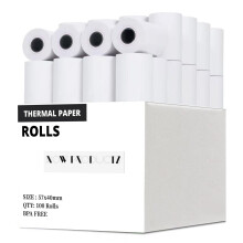 Now Products 57 x 40 mm (100 Rolls) Thermal Till Rolls Receipt Paper, Compatible with Credit Card PDQ Machines, POS, EPOS, Cash Registers, Warning