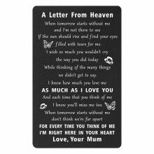 ENGZHI Loss of Mum Sympathy Cards - A Letter from Mum In Heaven, In Loving Memory Mum - Bereavement Cards Gifts for Loss of Mother, Black Metal Wallet