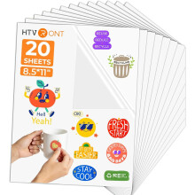 HTVRONT Sublimation Sticker Paper 20Pcs Waterproof - 8.5''x11'' Glossy Transparent Work with Sublimation Paper for Inkjet Printer- Subliamtion Blanks