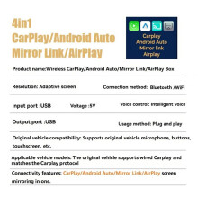 4in1 Wireless CarPlay AI Box Airplay/Mirror Link/Android Auto/Carplay USB Dongle Wired to Wireless Carplay