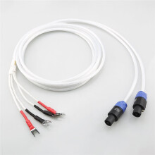 1 Paar OCC Verzilverde Ohmic Audio Twist Lock NL4FC-Kabels voor Versterker Speakon-Connector Naar Y-Spade voor REL/MJ
