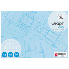 Vizsla, A3 Graph pad, 50 Sheets (100 Pages) 1mm, 5mm, 10mm Graph Paper