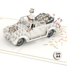 papercrush? XXL Pop-Up Wedding Card (A4 size) - Extra Large 3D Wedding Card for just married Mr and Mrs, Congratulations Card for sister in law, Money