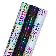 3 Rolls 43cm * 3m Wrapping Paper, Gift Wrapping Paper, Birthday Wrapping Paper Roll, Perfect for Birthday,Christmas,Wedding,Party Gift Decorations