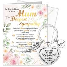 HOWAF On The Loss of Your Mum Sympathy Card with Memorial Keyring, Deepest Sympathy Cards Thinking of You, Condolence Card for Loss of Mother,