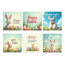 Papa Prints 30 x Packs of Easter Cards (100 x 100 mm) Greeting Cards Multipack Happy Easter Cards for Kids with Envelopes