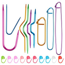 19 Pcs Aluminum Cable-Stitch Holders & Needles Set with Knitting Markers for Yarn Sewing