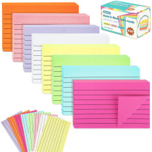 400PCS Colored Index Cards - 8 Colours 8 Sets 5"x3" One Side Lined One Side Blank - Revision/Record/Flash Note/Study Cards/Memo Scratch Pads/to Do