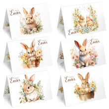 Happy Easter Cards Multipack with Envelopes, Easter Greeting Cards Pack of 12, Easter Egg Floral Bunny Note Cards for Kids and Family, Retro Easter