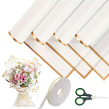 Flower Wrapping Paper, 20 Sheet Bouquet Wrapping Paper, 58cm Double Sided Bouquet Wrap Kit for Gifts Flowers and Crafts with Ribbon and Scissors for