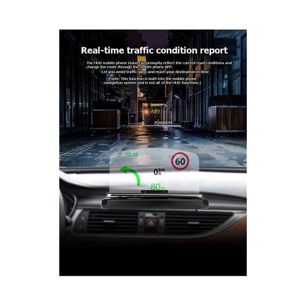 Mobile Phone Holder Hud Car Navigation Projector With 360 Adjustable Dashboard Display Mount For Smartphones Charging 4711598379350