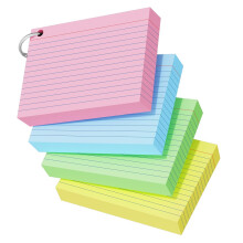 200PCS Flash Cards Revision with Ring Binder, A6 (10.2CM x 14CM), Coloured Flashcards for Revision Kraft Paper, Double-Sides Ruled Cue Cards Record,