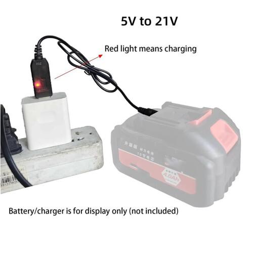 5V to 21V Boost Cable 21V Battery Dedicated Charging Cable  Interface USB Adapter Cable Charger 1