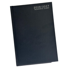 A4 Academic Diary 2026-2027 Week to View Hardback Case Bound - BLACK