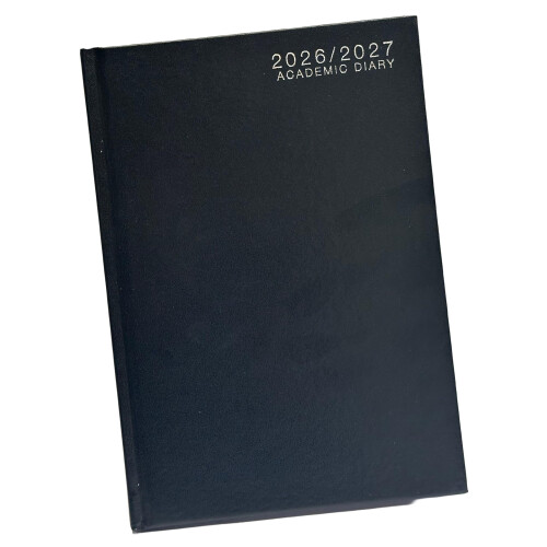 A4 Academic Diary 2026-2027 Week to View Hardback Case Bound - BLACK