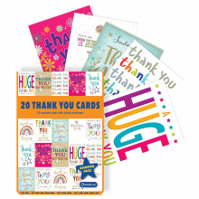 Piccadilly Greetings Assorted Thank You Cards Multi-pack |Pack of 20|5x7 inches| 10 unique colorful designs with white envelopes, suitable for all