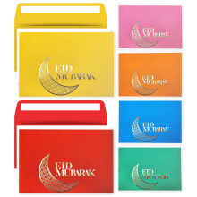 Giftinghouse Eid Cards Multipack with Money Envelopes Pack of 12 - Gold Foil Eid Mubarak Cards, Happy Eid Mubarak Money Envelopes Featuring 6 Unique