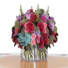 Cardology - Roses Bouquet Pop-Up Card | 3D Flowers Greeting for Valentines Day, Anniversary or Mothers Day