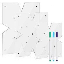 Set van 3 Acryl Komhoezen met Sjablonen en Wateroplosbare Pennen voor Het Naaien, Maten 8/10/12 Inch