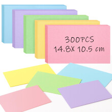 Koogel Flash Cards A6, 300 PCS Coloured Revision Notes, Blank Index Study Cards for Learning, Office, University, Presentation, 5 Colours, 150g/m?,