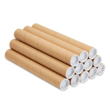 Stockroom Plus 12-Pack Mailing Tubes with Caps, 1.5x12-Inch Kraft Paper Poster Tube for Shipping, Packing, Bulk Round Packaging, Cardboard Mailers,
