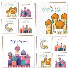 Giftinghouse Eid Cards Pack of 4/12 with envelopes - Eid Mubarak Cards multipack greetings cards - Eco Friendly card for kids and Family - Made in the