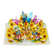 Mothers Day Card | Birthday Cards Pop Up 3D Mother's Day Thank You Thinking of You for Women Mom Grandma (Size 15x20 cm - Sunflower butterflies)