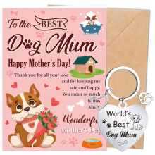 Eiapadeor Mothers Day Card from Dog - Funny Mother's Day from Dog Greeting Card with Envelope and Keyring for Mum Pet Owner New Puppy Mummy Gifts